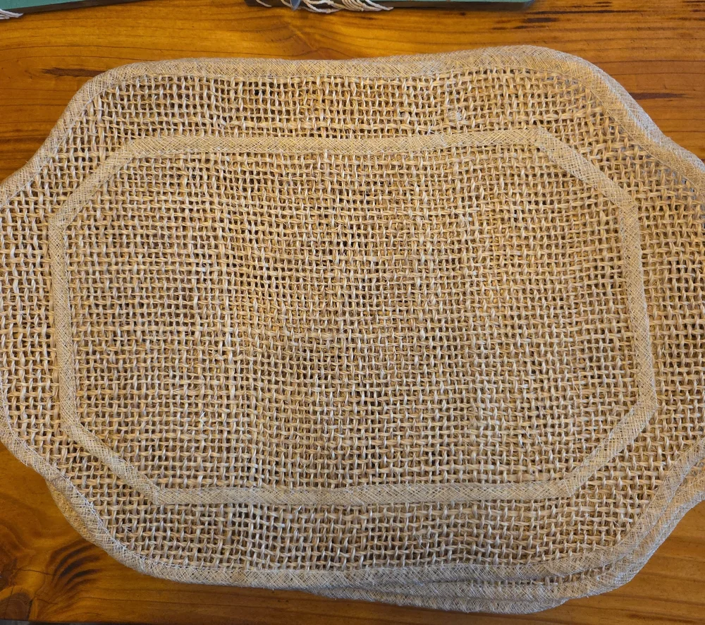 Neutral Burlap-Style Decorative Place Mats - Natural Beige Set If 6